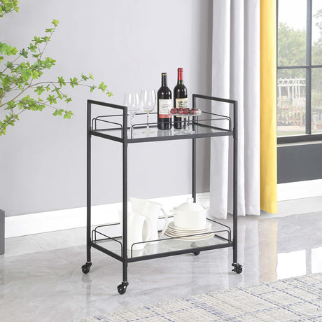 Coaster Curltis 2-tier Rectangular Glass Shelf Metal Bar Cart Black