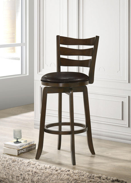 Coaster Murphy Wood Pub Height Swivel Bar Chair Dark Brown