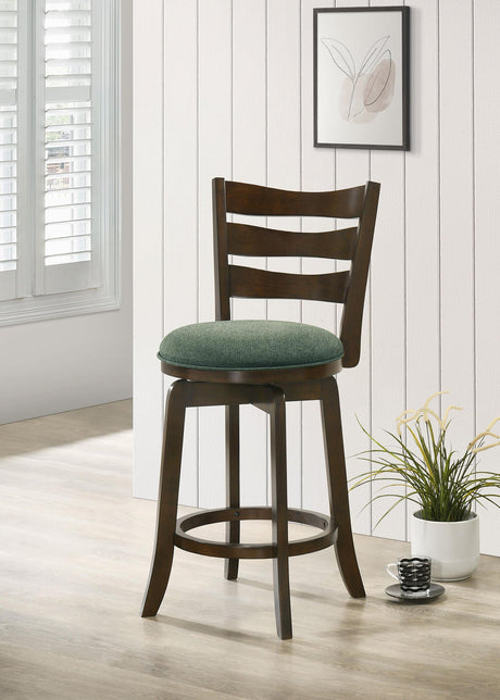 Coaster Murphy Wood Counter Height Swivel Bar Chair Hunter Green