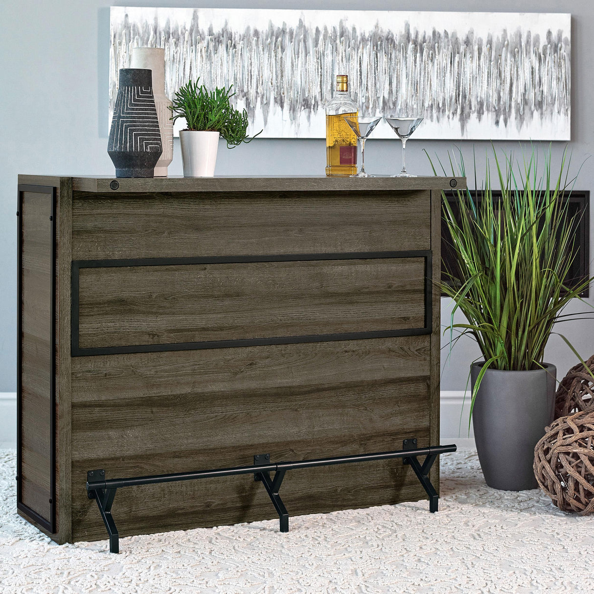Coaster Joe 5-shelf Composite Wood Home Bar Wine Cabinet Aged Oak