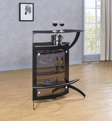 Coaster Dallas 2-shelf Curved Freestanding Home Bar Cabinet Black