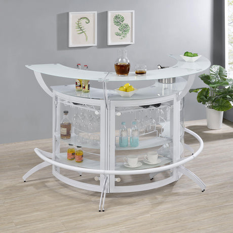 Coaster Dallas 3-piece Curved Freestanding Home Bar Cabinet White