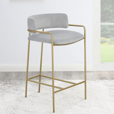 Coaster Comstock Upholstered Low Back Stool Grey and Gold