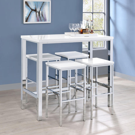 Coaster Natividad 5-piece Pub Height Bar Table Set White High Gloss