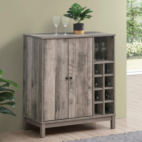 Coaster Cheyenne 2-door Home Bar Wine Cabinet Weathered Acacia