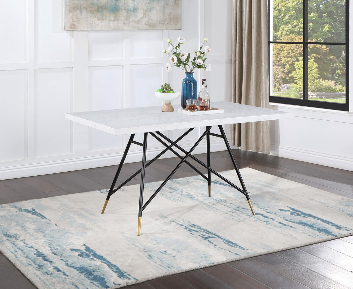 Coaster Gabrielle Rectangular 60-inch Marble Top Dining Table White