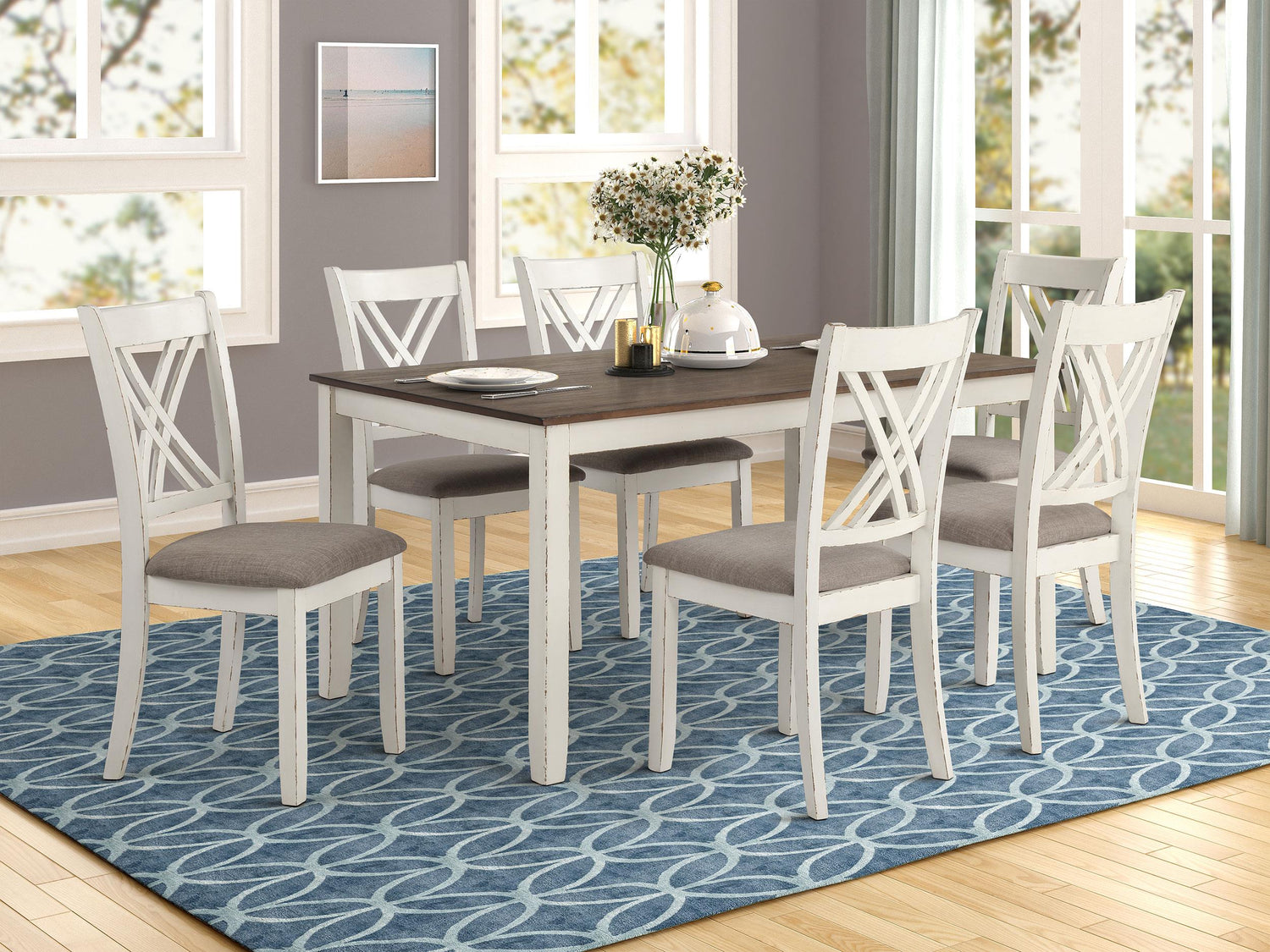 Coaster Fortress 7-piece Rectangular Dining Set Vintage Vanilla