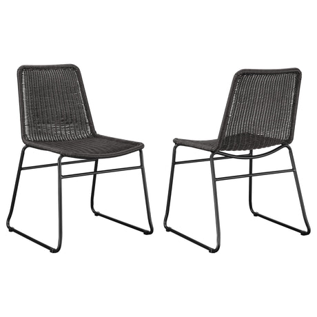 Coaster Dacy Faux Rattan Metal Dining Side Chair Brown (Set of 2)