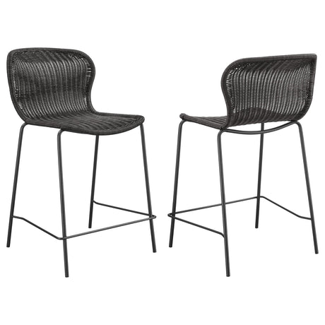 Coaster Mckinley Faux Rattan Metal Counter Chair Brown (Set of 2)