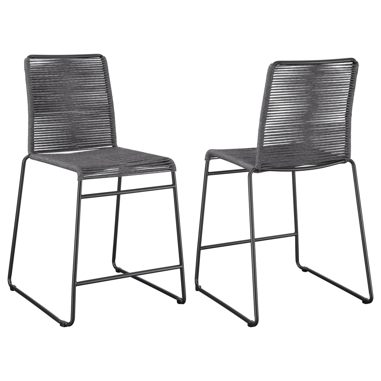 Coaster Jerome Woven Rope Metal Counter Chair Charcoal (Set of 2)