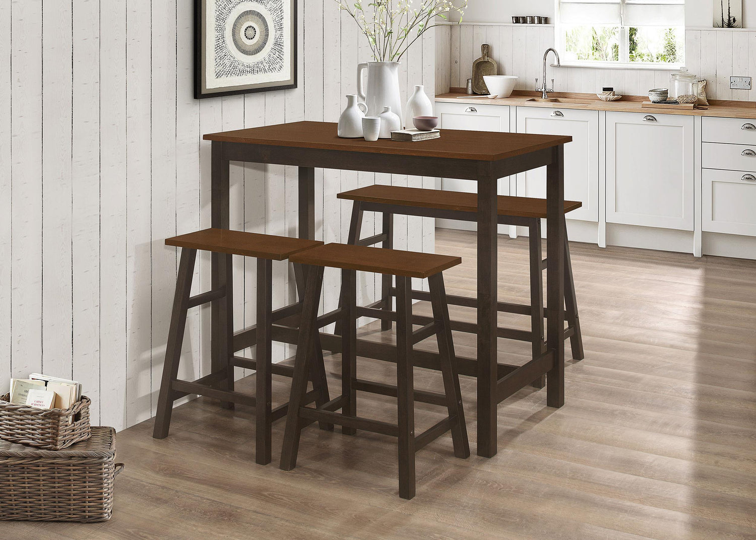 Coaster Connie 4-piece Counter Height Set Chestnut and Dark Brown