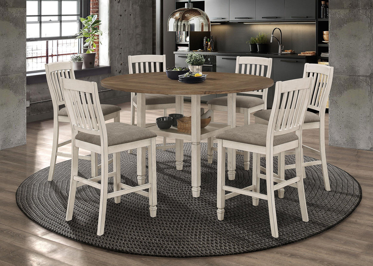 Coaster Sarasota 7-piece Drop Leaf Counter Dining Set Rustic Cream