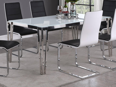 Coaster Pauline Rectangular 64-inch Glass Top Dining Table Chrome
