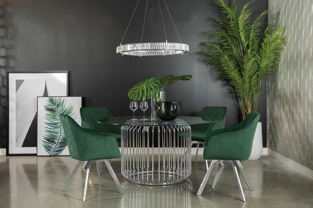 Coaster Veena 5-piece Round Glass Top Dining Table Set Chrome