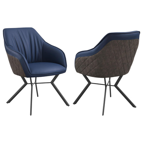 Coaster Mayer Upholstered Dining Arm Chair Blue and Brown (Set of 2)