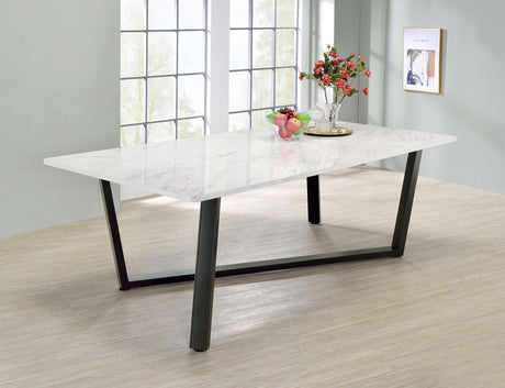 Coaster Mayer Rectangular 87-inch Faux Marble Dining Table White