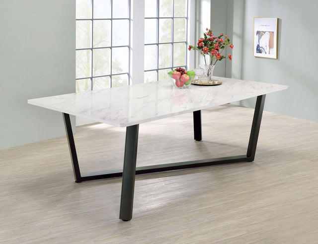 Coaster Mayer Rectangular 87-inch Faux Marble Dining Table White