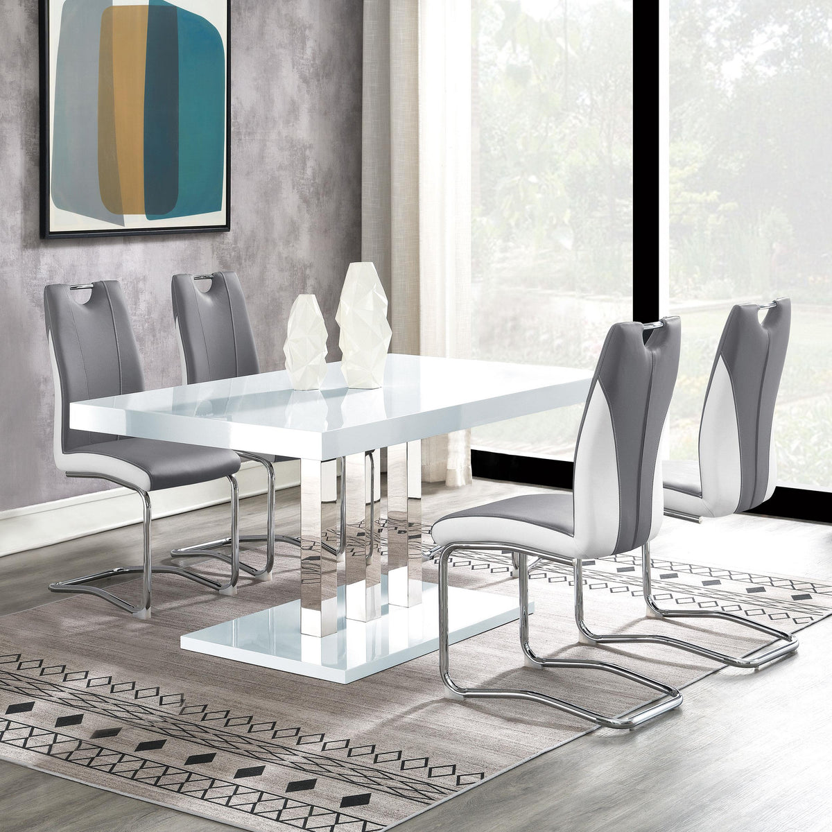 Coaster Brooklyn 5-piece Rectangular Dining Set White High Gloss