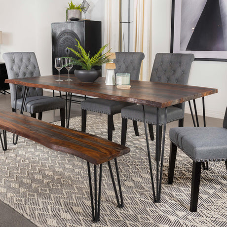 Coaster Neve 80-inch Live Edge Dining Table Grey Sheesham