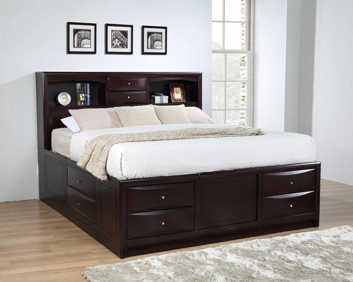 Coaster Phoenix Wood Eastern King Storage Bookcase Bed Cappuccino