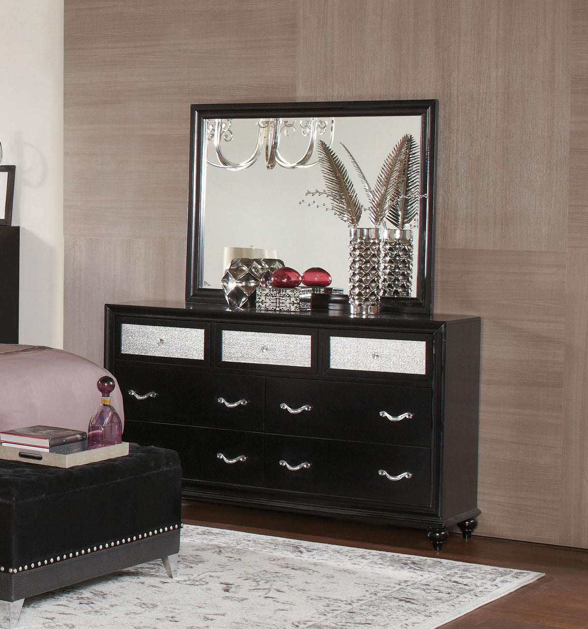 Coaster Barzini 7-drawer Dresser with Mirror Black