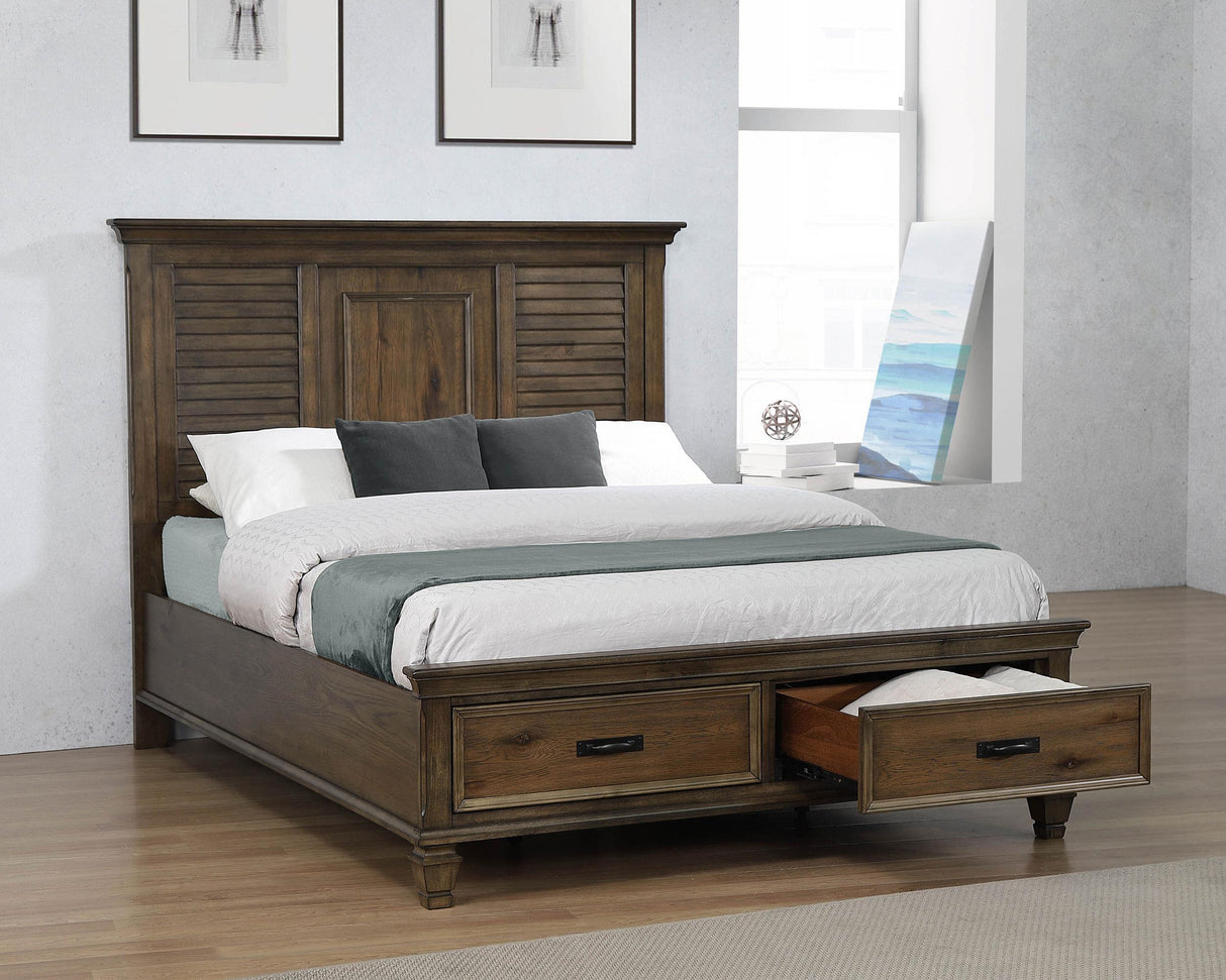 Coaster Franco Wood Eastern King Storage Panel Bed Burnished Oak