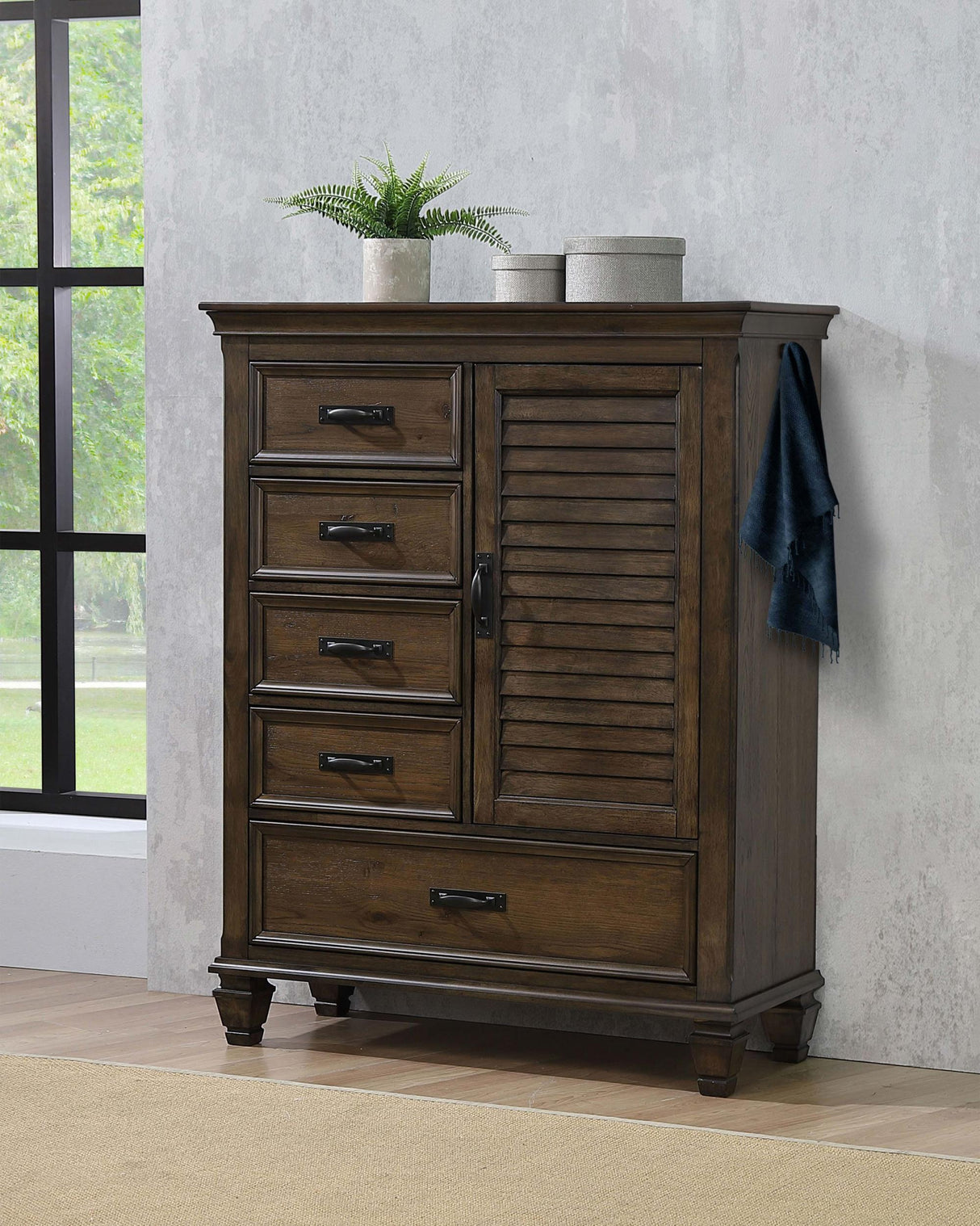 Coaster Franco 5-drawer Door Chest Burnished Oak