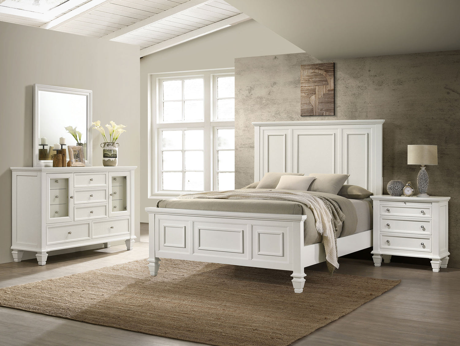 Sandy Beach 5-piece Queen Bedroom Set Cream White