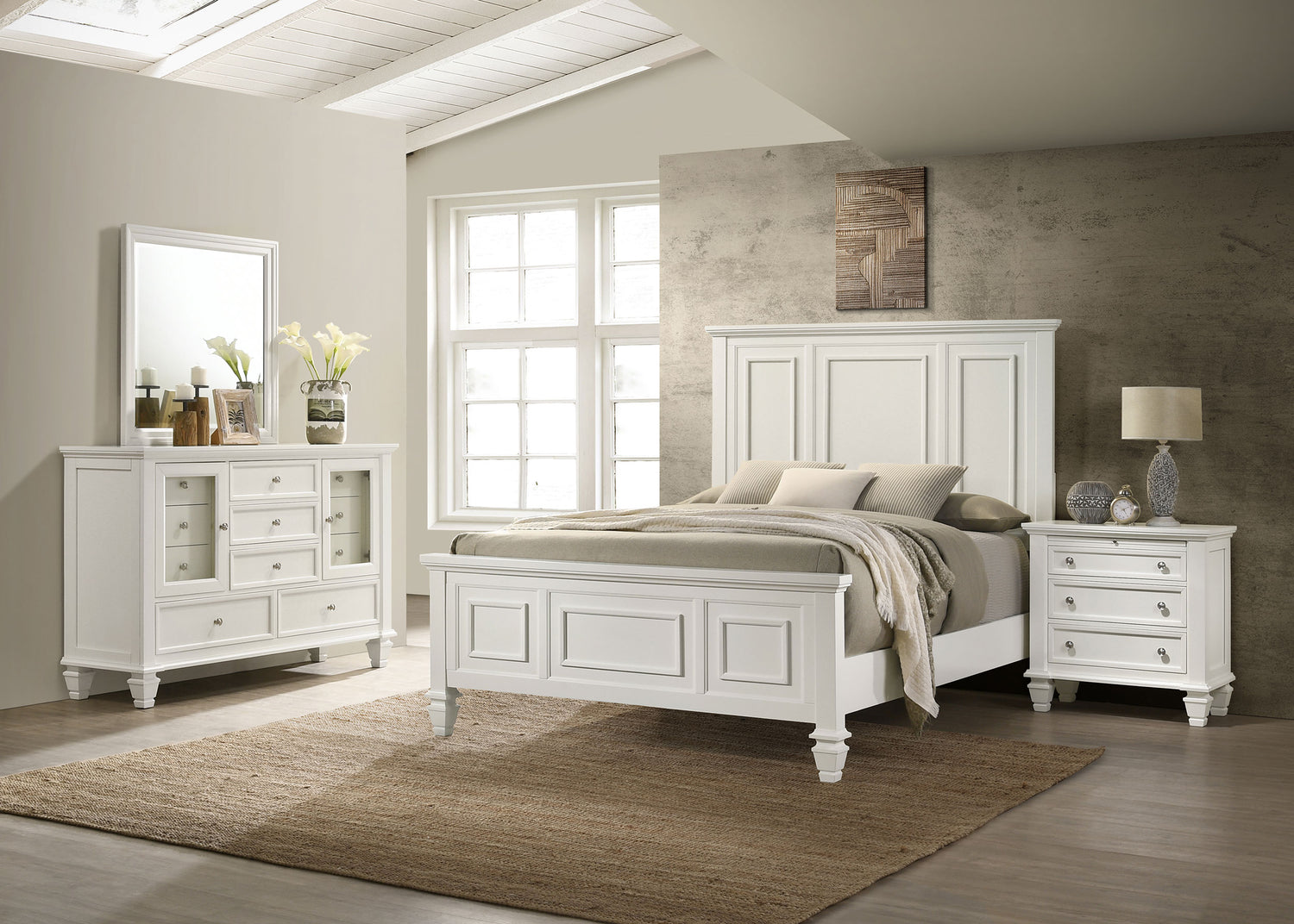 Sandy Beach 5-piece Queen Bedroom Set Cream White