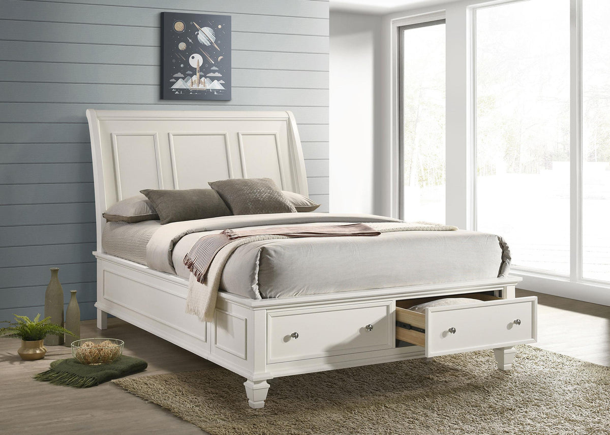 Coaster Sandy Beach California King Storage Panel Bed Cream White