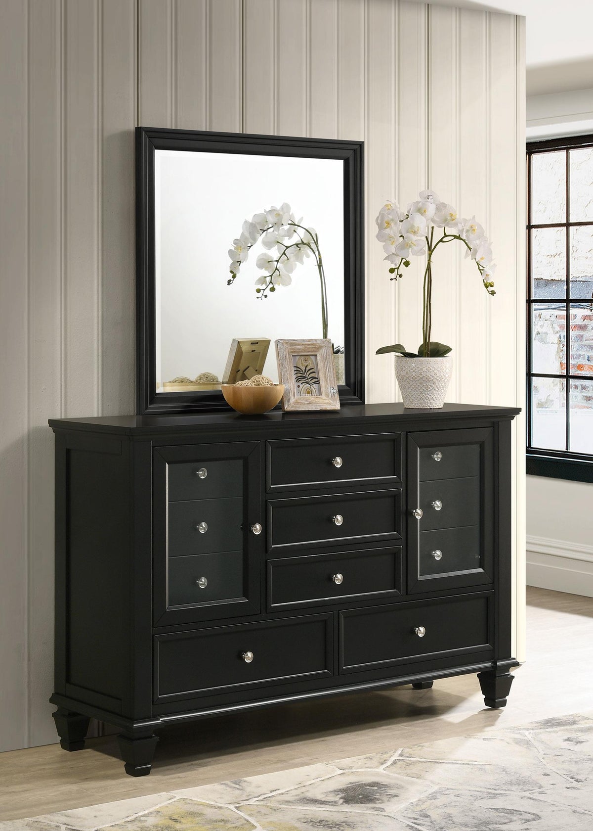 Coaster Sandy Beach 11-drawer Dresser with Mirror Black