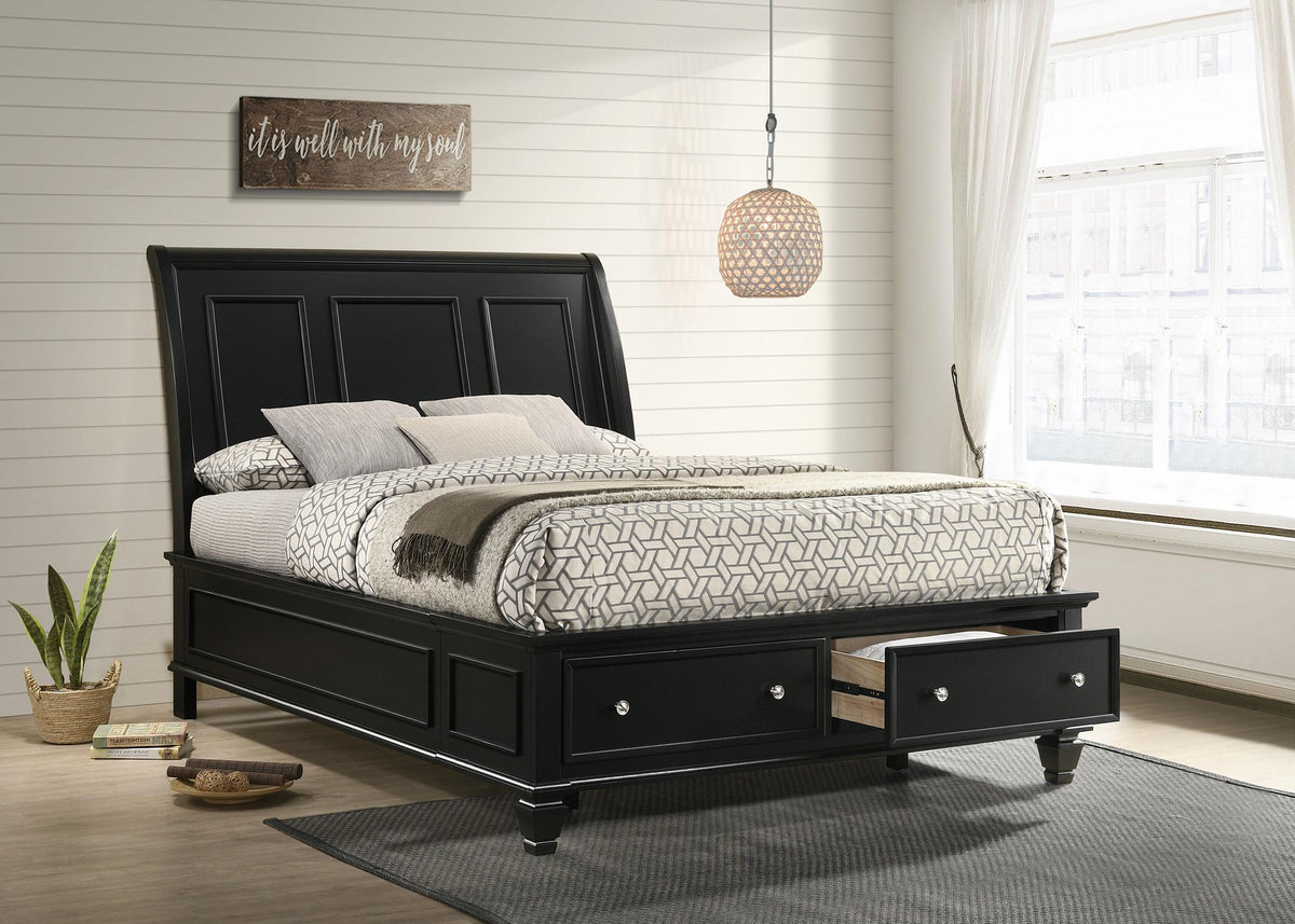 Coaster Sandy Beach Wood Eastern King Storage Panel Bed Black