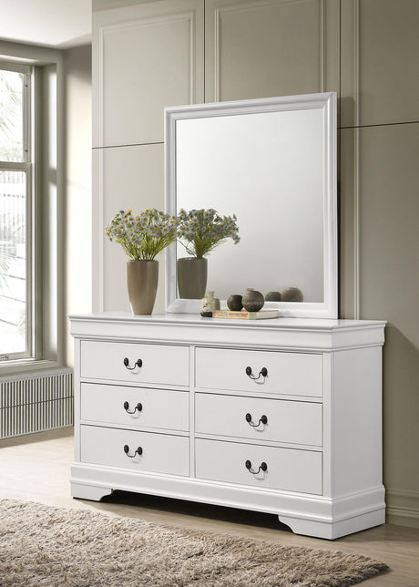 Coaster Louis Philippe 6-drawer Dresser and Mirror White