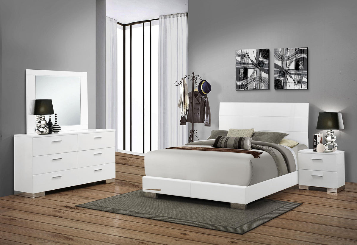 Coaster Felicity 4-piece Queen Bedroom Set White High Gloss
