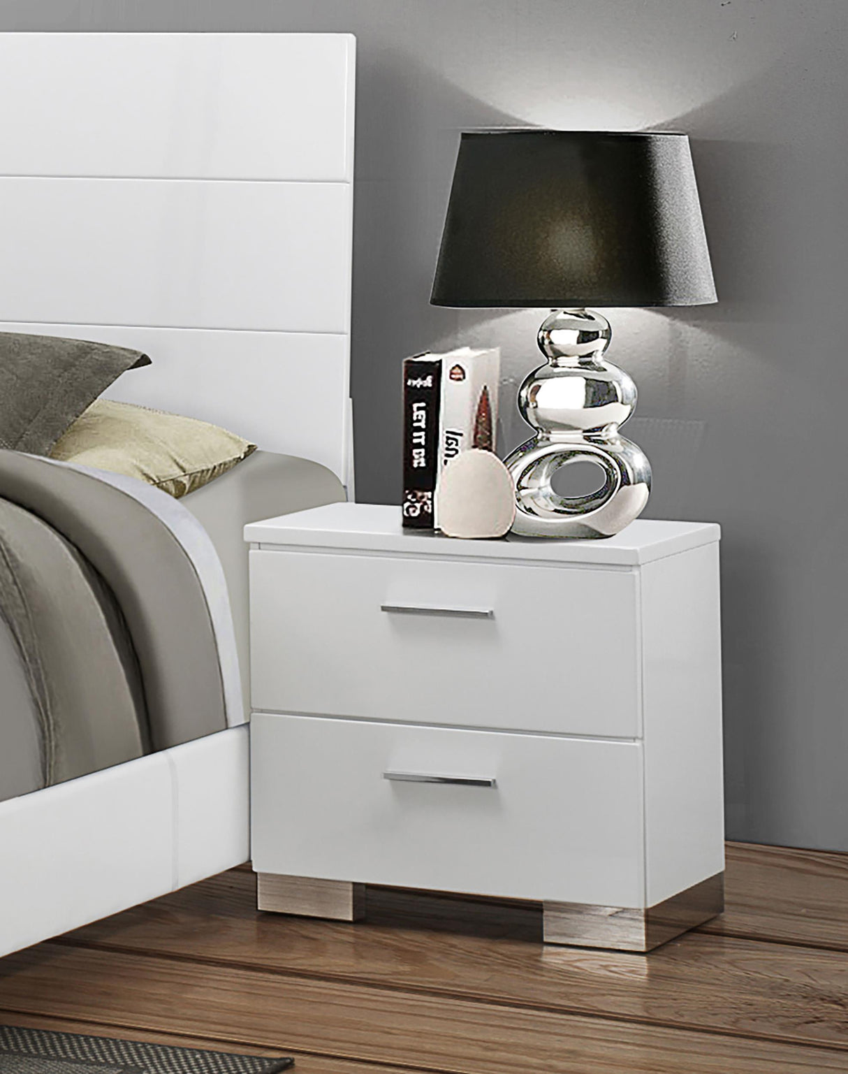 Coaster Felicity 2-drawer Nightstand White High Gloss