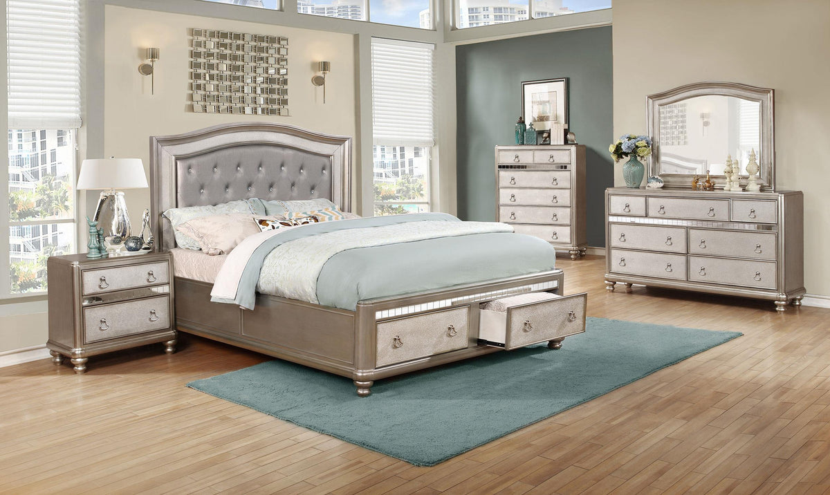 Coaster Bling Game 5-piece Queen Bedroom Set Metallic Platinum