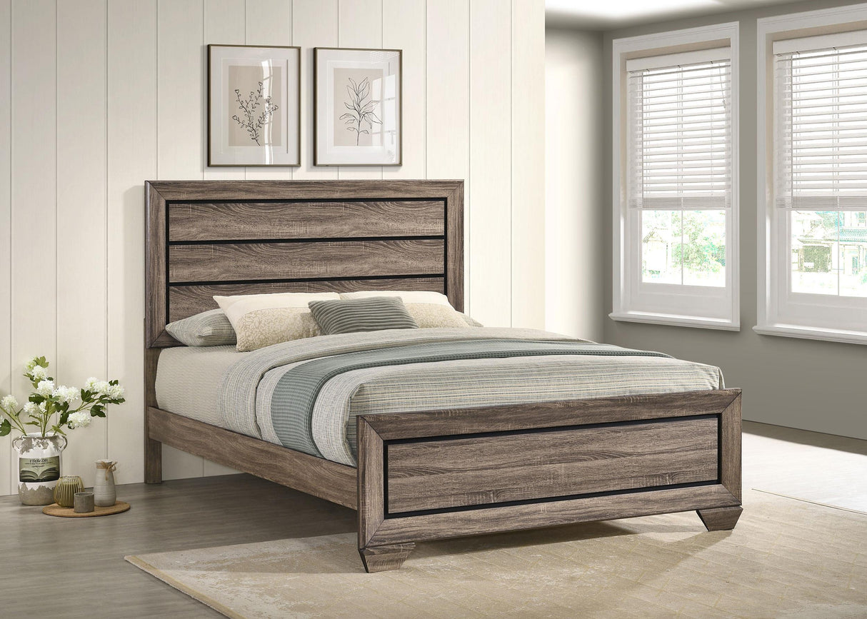 Coaster Kauffman Wood Queen Panel Bed Washed Taupe