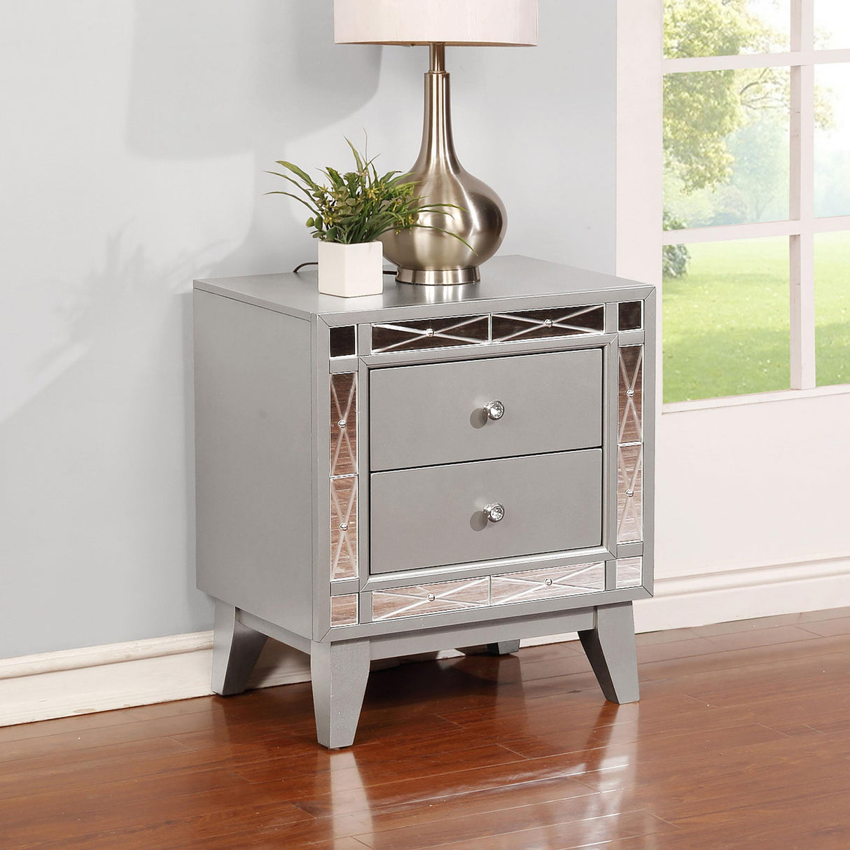 Coaster Leighton 2-drawer Nightstand Metallic Mercury