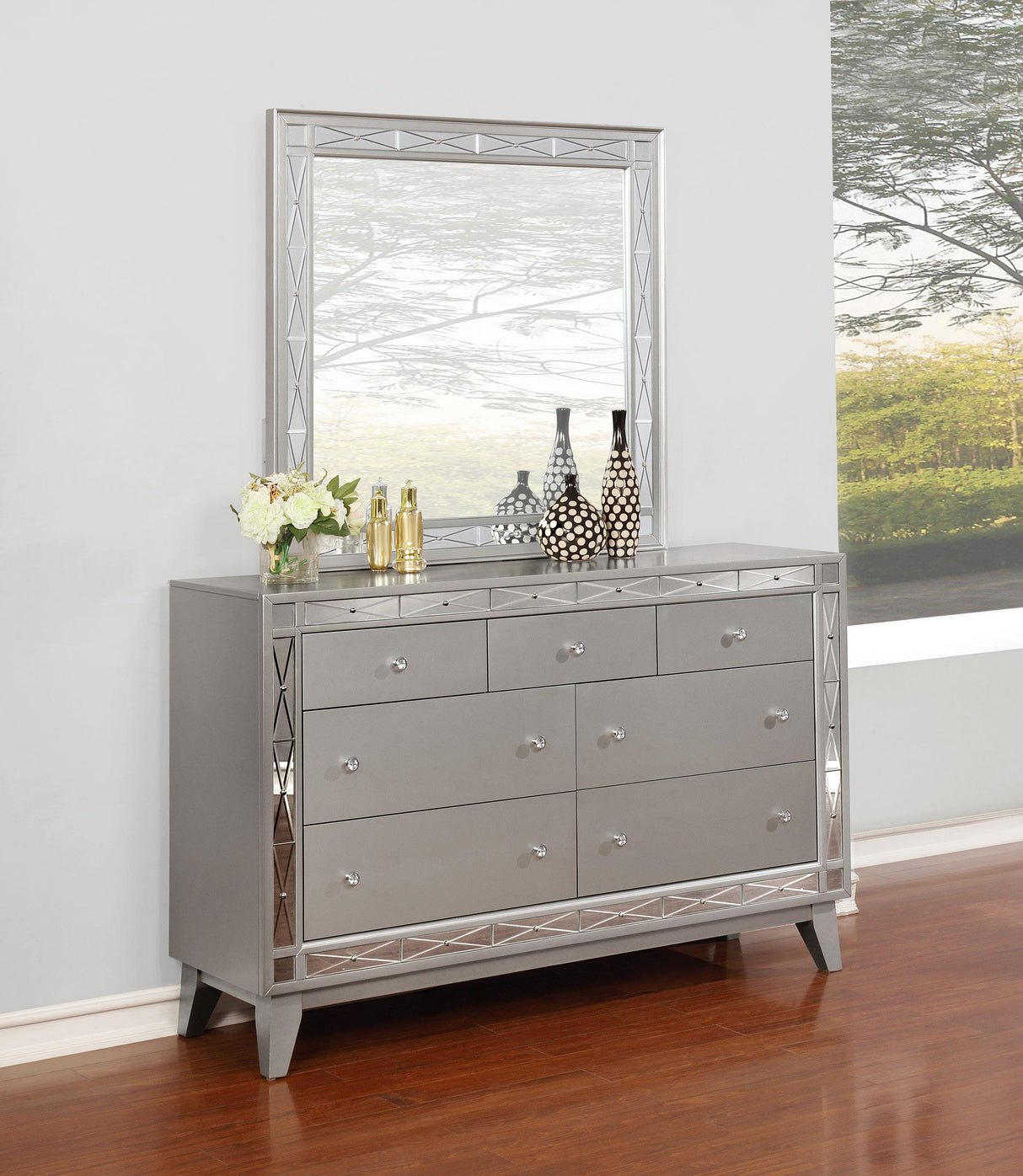 Coaster Leighton 7-drawer Dresser with Mirror Metallic Mercury