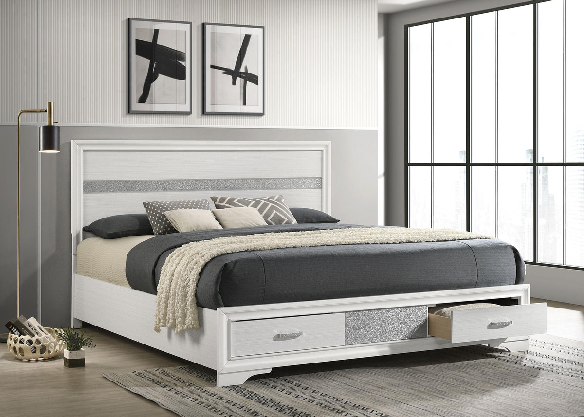 Coaster Miranda 51-inch Wood California King Storage Panel Bed White