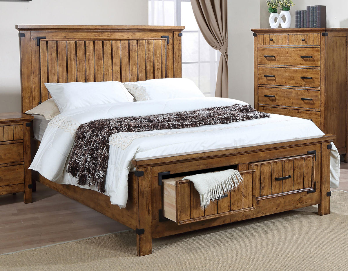 Coaster Brenner Wood California King Storage Panel Bed Rustic Honey