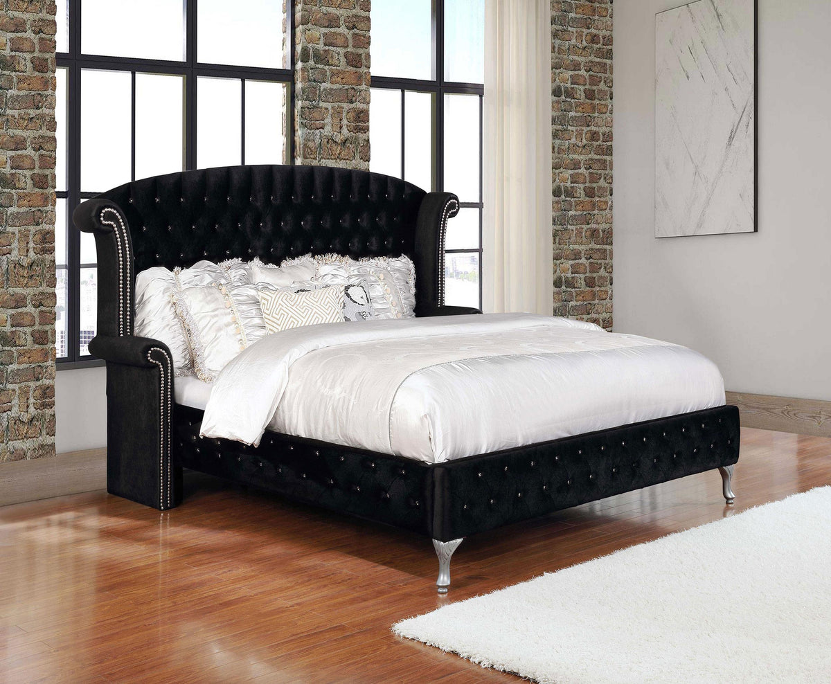 Coaster Deanna Upholstered California King Wingback Bed Black