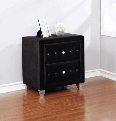 Coaster Deanna Upholstered 2-drawer Nightstand Black