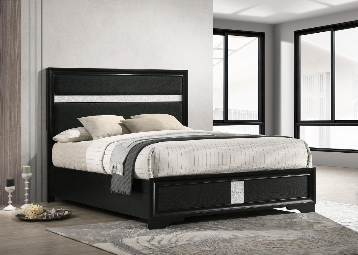 Coaster Miranda 54-inch Upholstered Eastern King Panel Bed Black