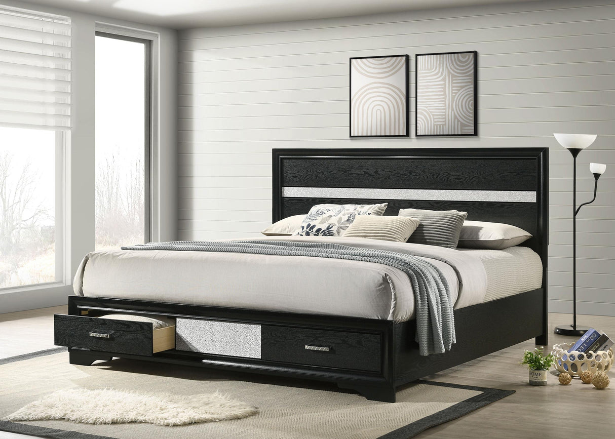 Coaster Miranda 51-inch Wood Eastern King Storage Panel Bed Black