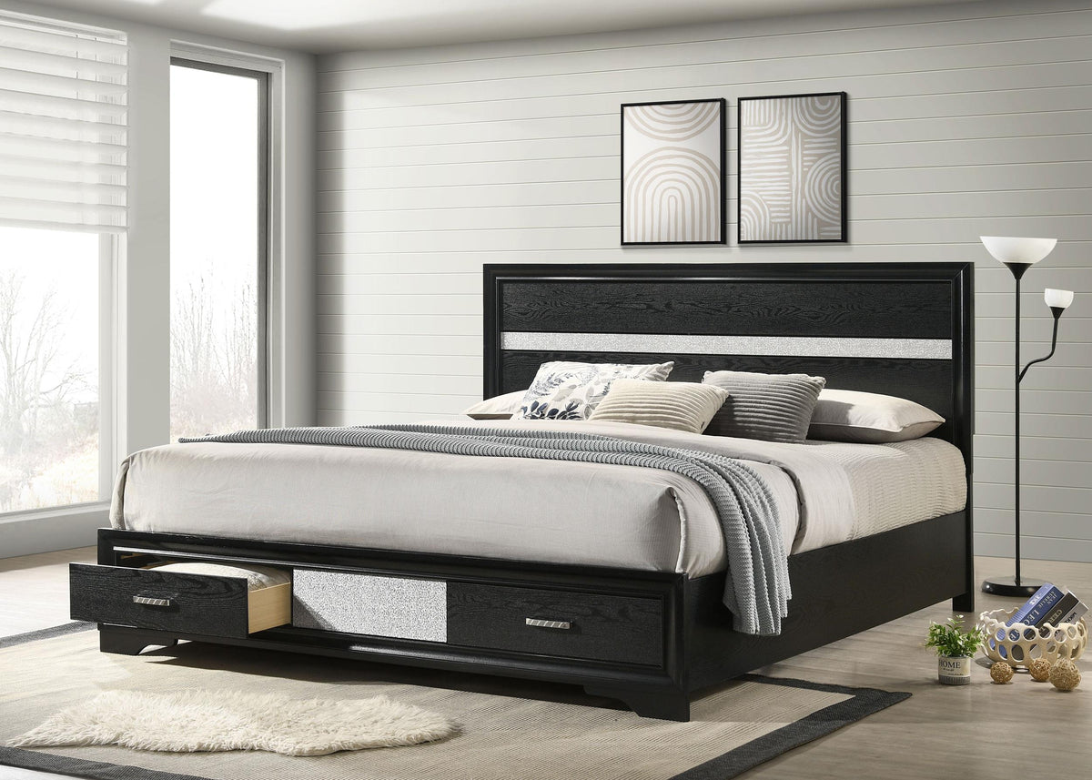 Coaster Miranda 51-inch Wood California King Storage Panel Bed Black