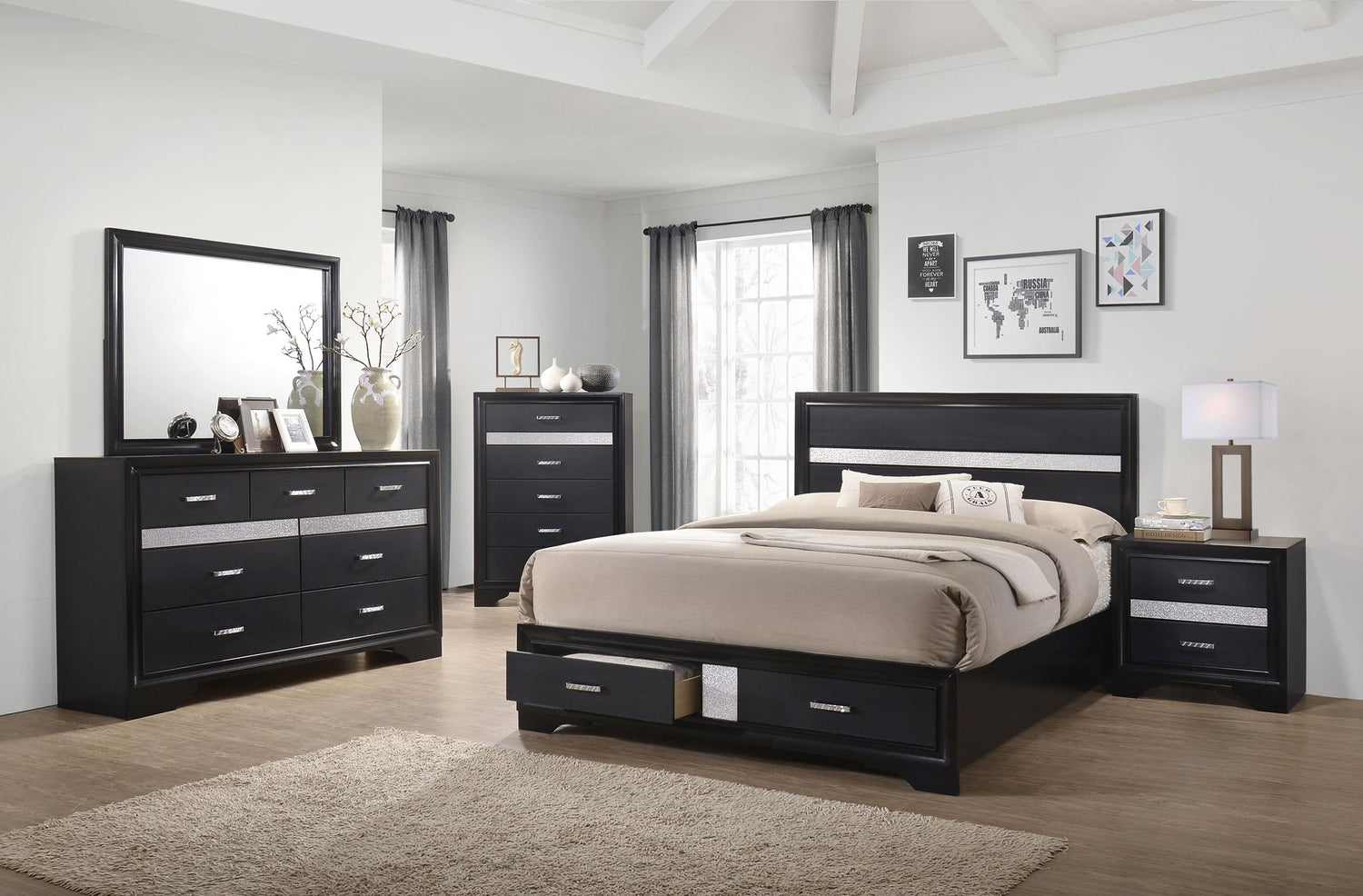 Coaster Miranda 4-piece Queen Bedroom Set Black