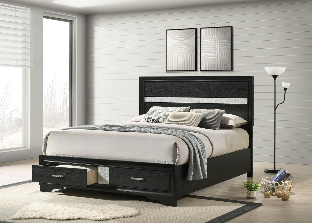 Coaster Miranda 51-inch Wood Queen Storage Panel Bed Black
