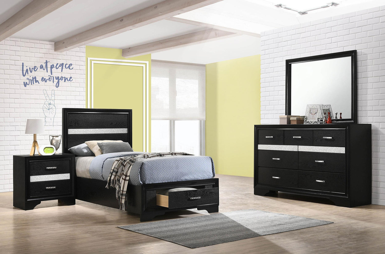 Coaster Miranda 4-piece Twin Bedroom Set Black
