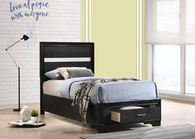 Coaster Miranda 51-inch Wood Twin Storage Panel Bed Black